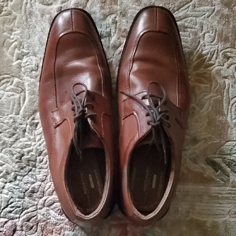 Rockport Shoes Mens 11.5 11-1/2 Brown Leather Upper‎ Lightweight Lace Up Oxford
